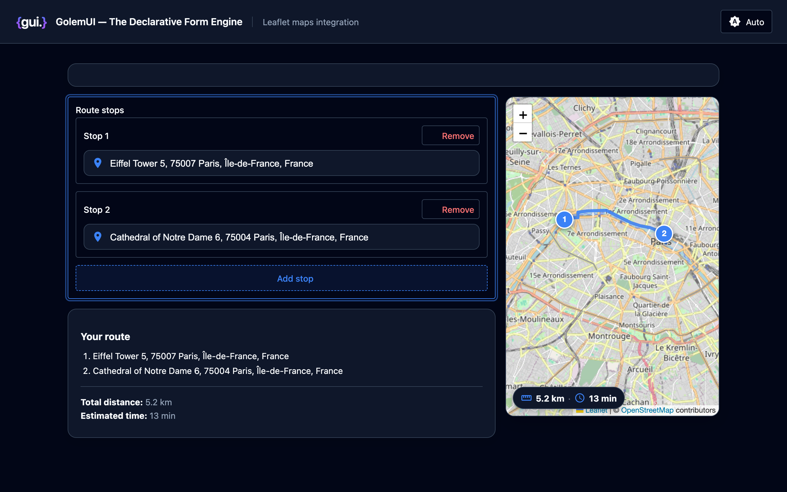 Addresses → Live Map demo screenshot